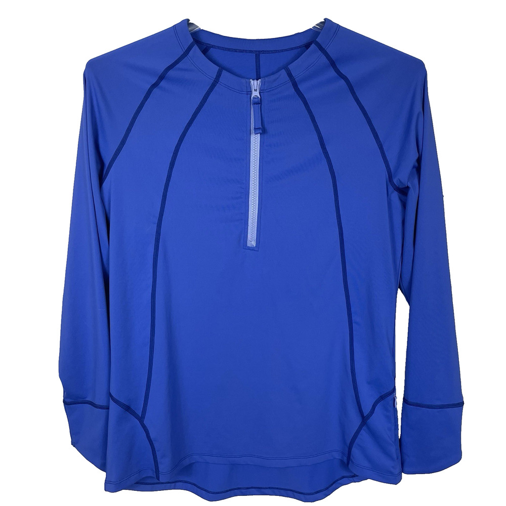 Title Nine 1/2 Zip Athletic Jacket Size L Cobalt Blue Stretch Tennis Pickleball